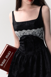 Lace jacquard patchwork dress